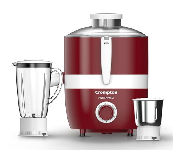 Cromptons Fresh-MIX, Juicer Mixer Grinder (2 Jars, High grade Stainless Steel mesh, unbreakable polycarbonate jar lids)
